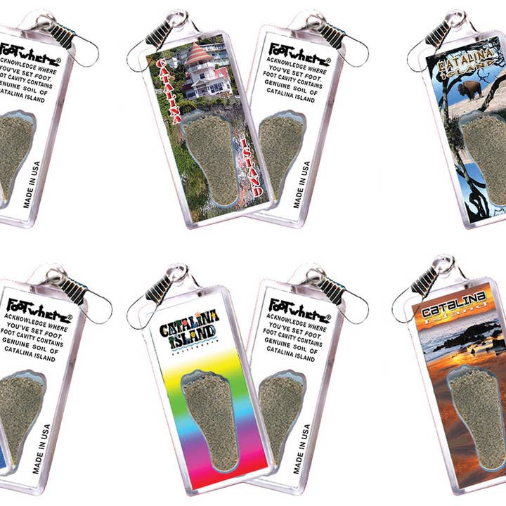 Catalina Island FootWhere® Souvenir Zipper-Pull. 72 pieces/ 6 assorted styles. for wholesale by FootWhere- USA Group, Inc.