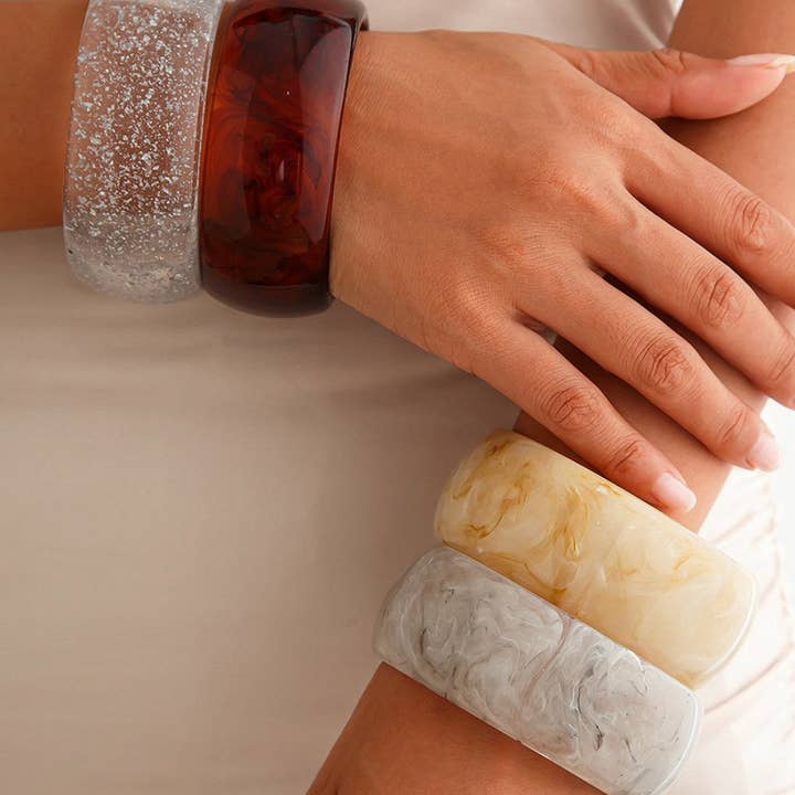 Dipped Shop - Wholesale Bangle Bracelet - Vintage Wide Tie-Dye Acrylic Bracelets DP25D6315