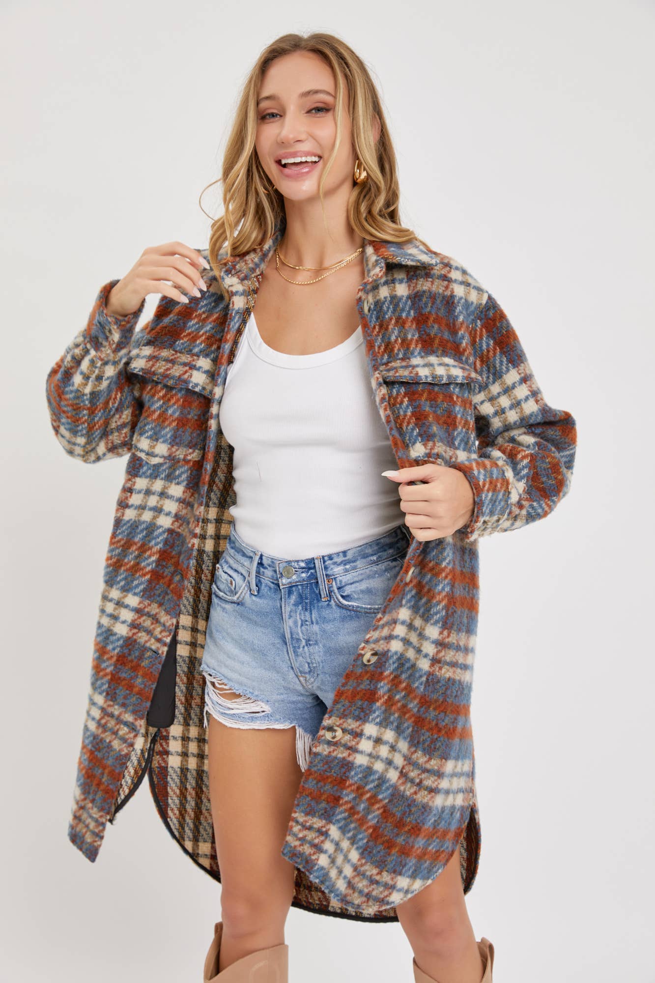 Sweet Lovely by Jen – Engroshandel Skjortejakke/shacket – til kvinder – SW1571 PLAID COAT/SHACKET10