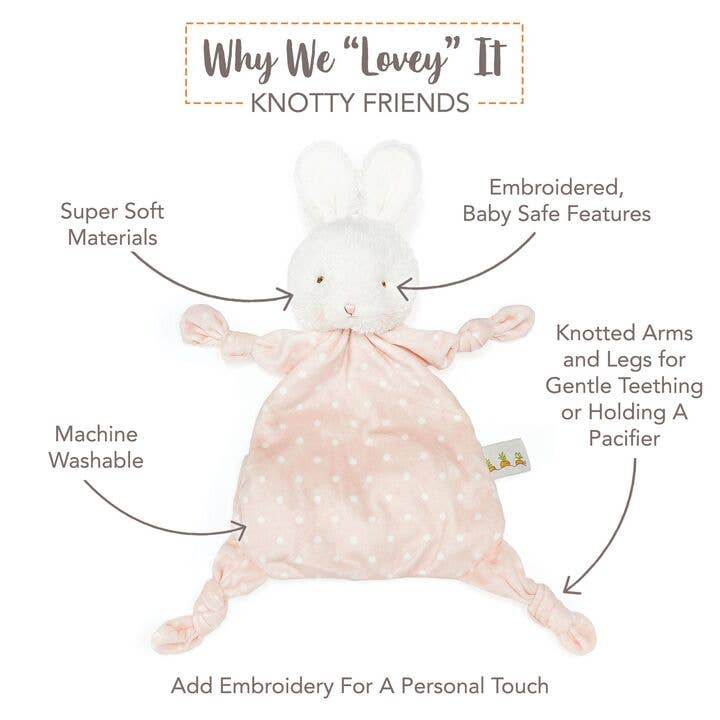 Bunnies By the Bay - Wholesale Security/Cuddle Blanket - Baby - Blossom Bunny Knotty Friend