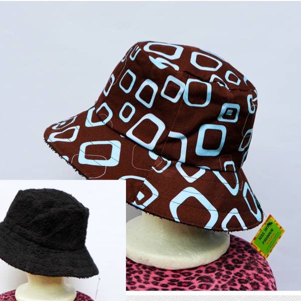 Teen / Mens Reversible Bucket Hat - retro geometric, terry towelling for wholesale by Kiss My Patootie