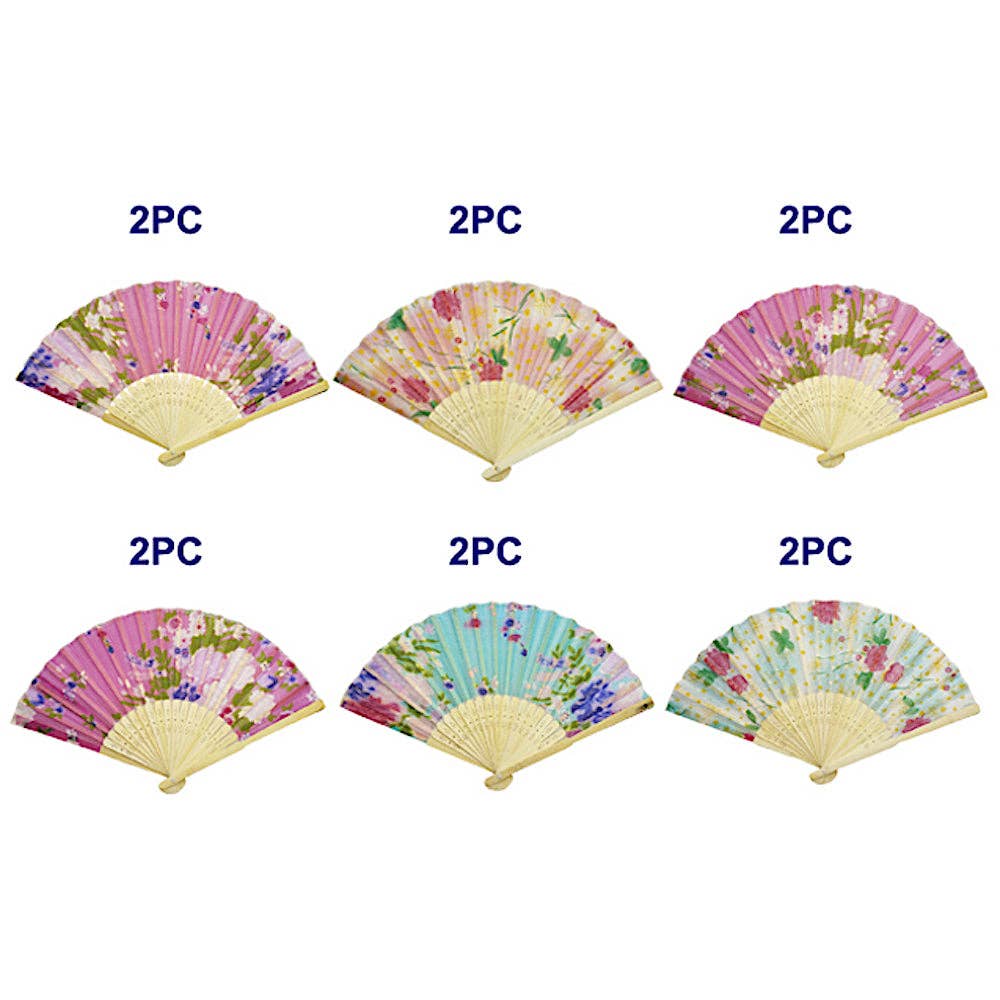 Atlas Fashion - Wholesale Handheld Folding Fan - Floral Bamboo Folding Fan1