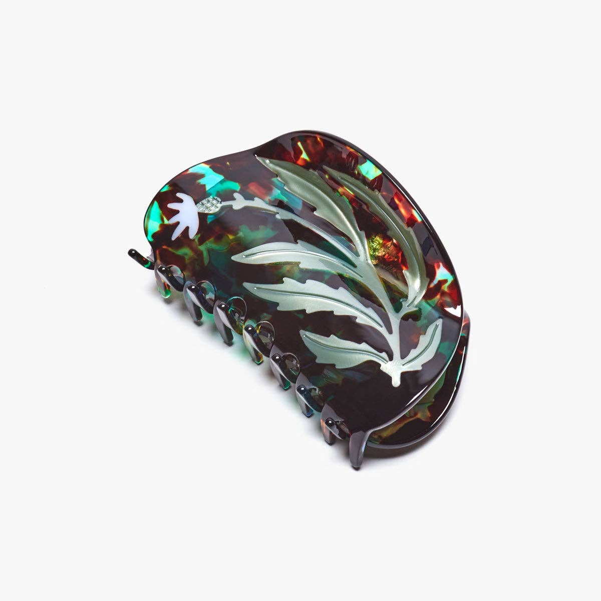 WINONA IRENE - Wholesale Hair Clip - Women's - Vervain Flower Herb XL Hair Claw in Green Tortoise Acetate 0