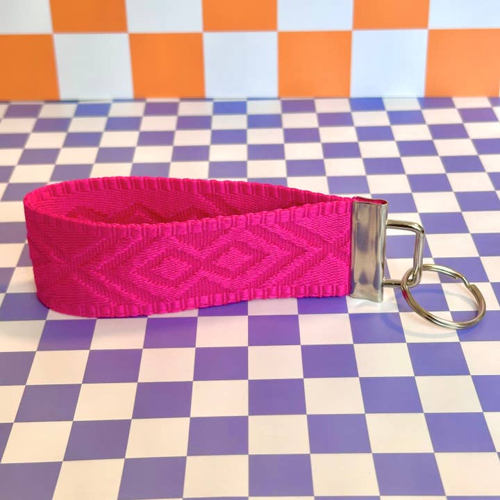 Stickers+ X Ashley Bexar - Wholesale Keychain - Women's - Large Bright Pink Handmade Wristlet Key Fob Keychain2