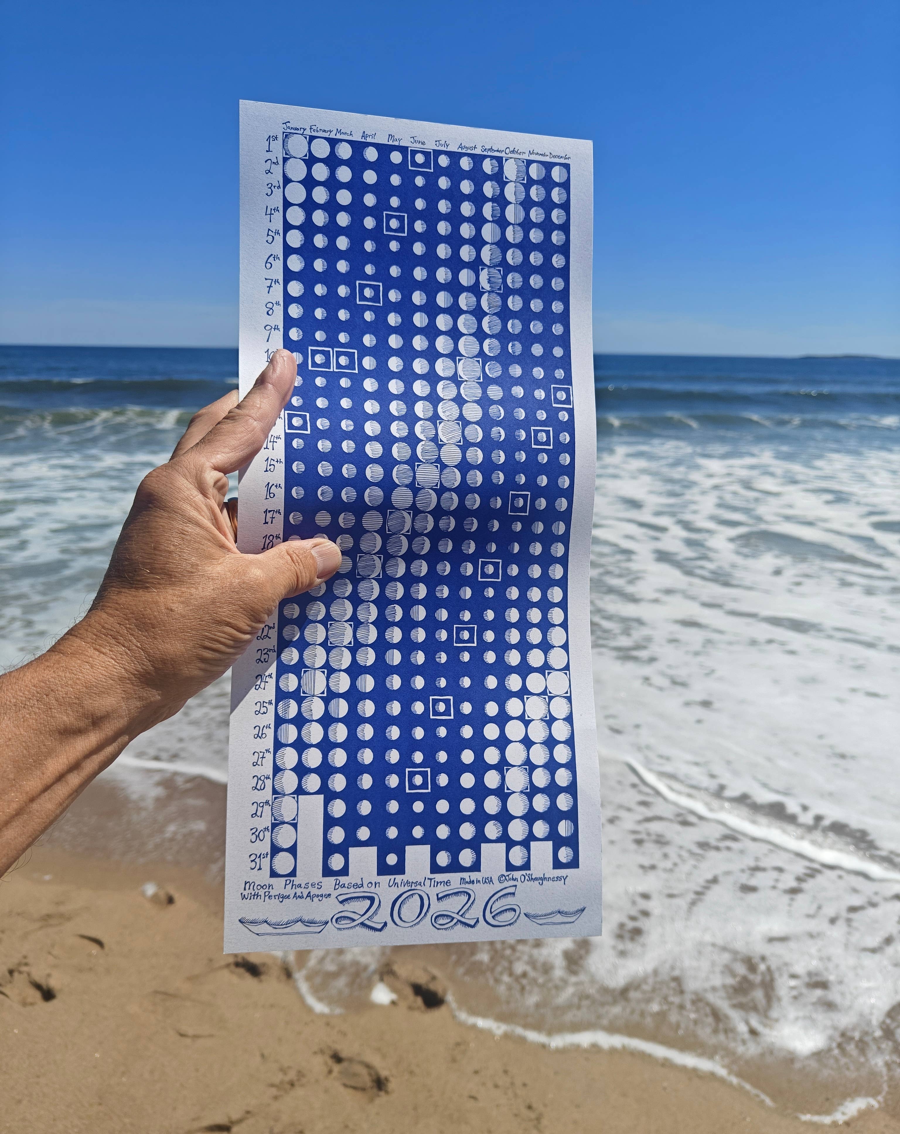 JD OShaughnessy - Vente Calendrier - Calendrier lunaire vertical 2026 avec périgée et apogée de la Lune9