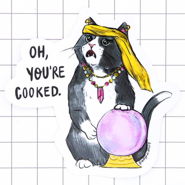 Fortune Kitty Vinyl Sticker voor wholesale door Amy Hartelust Art and Illustration