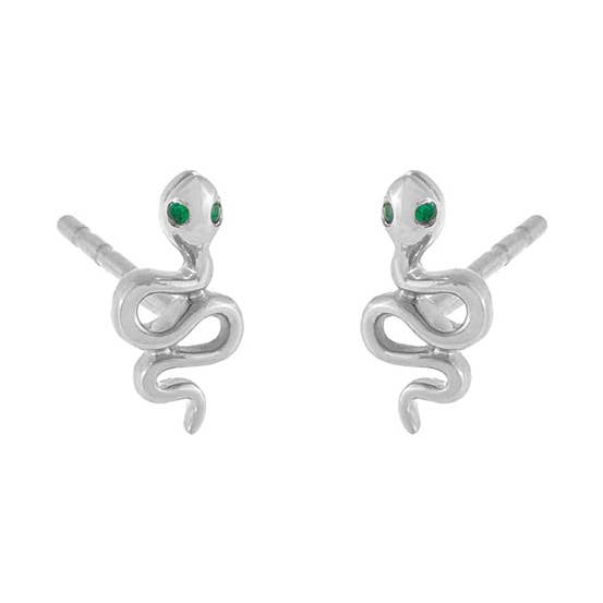 Green Eyes Tiny Snake Stud Earrings for wholesale by KIKICHIC
