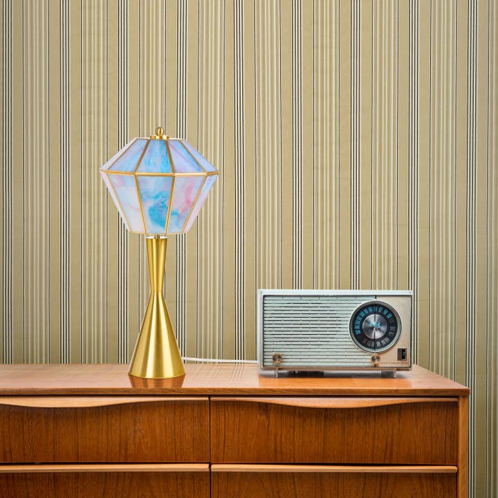 21"H Jolie Blue Stained Glass Shade Table Lamp for wholesale by River of Goods