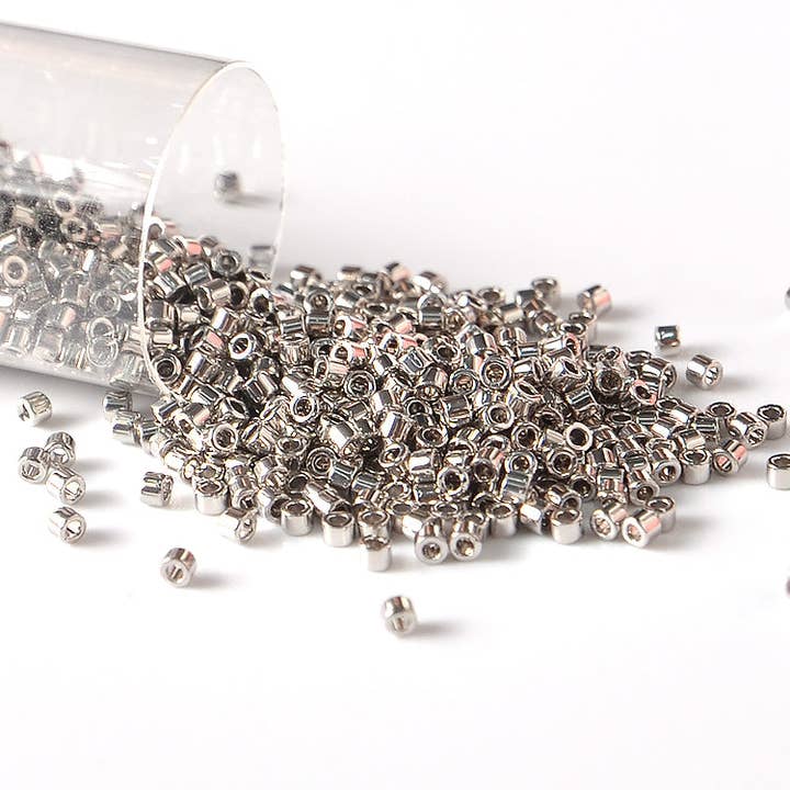 MaddieMayShop - Wholesale Beads - 11/0 Miyuki Delica DB38 Palladium Plated Delica Beads, Embroidery beads, Japanese seed beads- 5 Grams