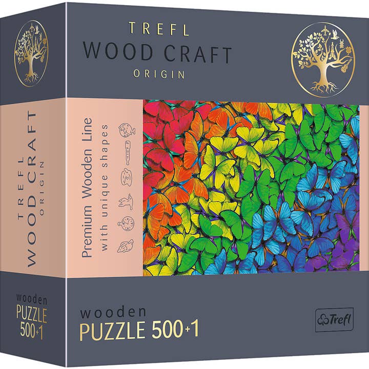 Trefl Wood Craft 501 Piece Wooden Puzzle - Rainbow Butterflies for wholesale by Trefl USA