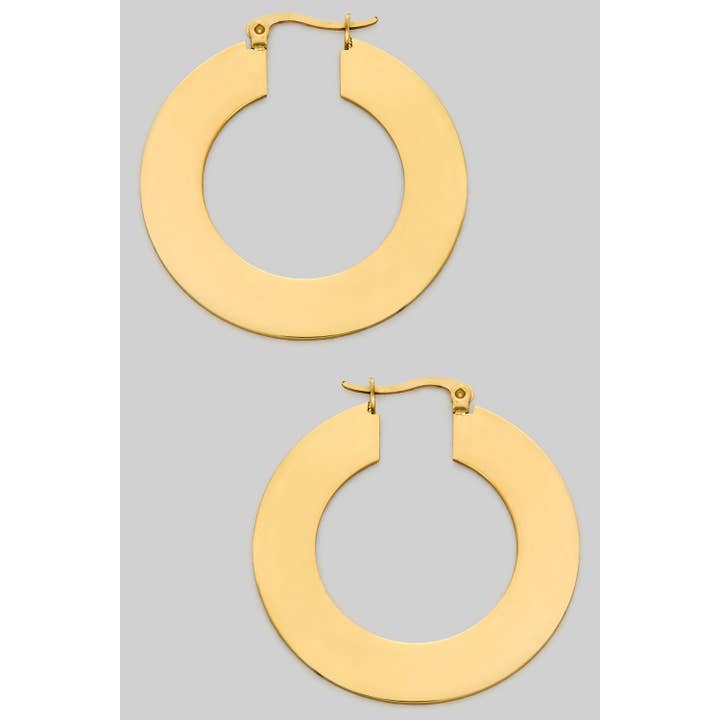 STAINLESS STEEL FLAT CIRCLE HOOP EARRINGS for wholesale by Girly
