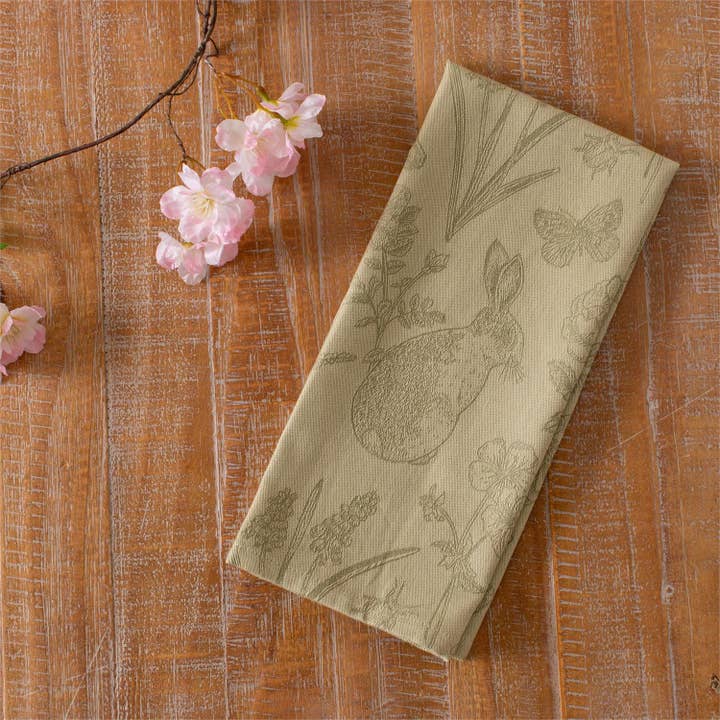 Toalhas de Chá Jacquard Coelho & Samambaia (Conjunto de 2) | Coelhinho da Primavera por atacado de Audrey's Home & Gift