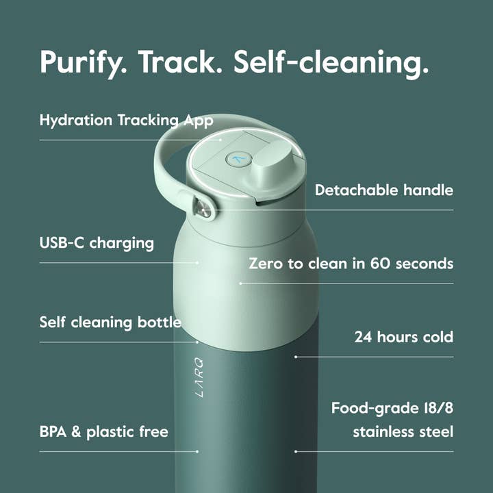 LARQ - Wholesale Water Bottle - LARQ PureVis2 23oz - Smart Water Bottle - Eucalyptus Green1