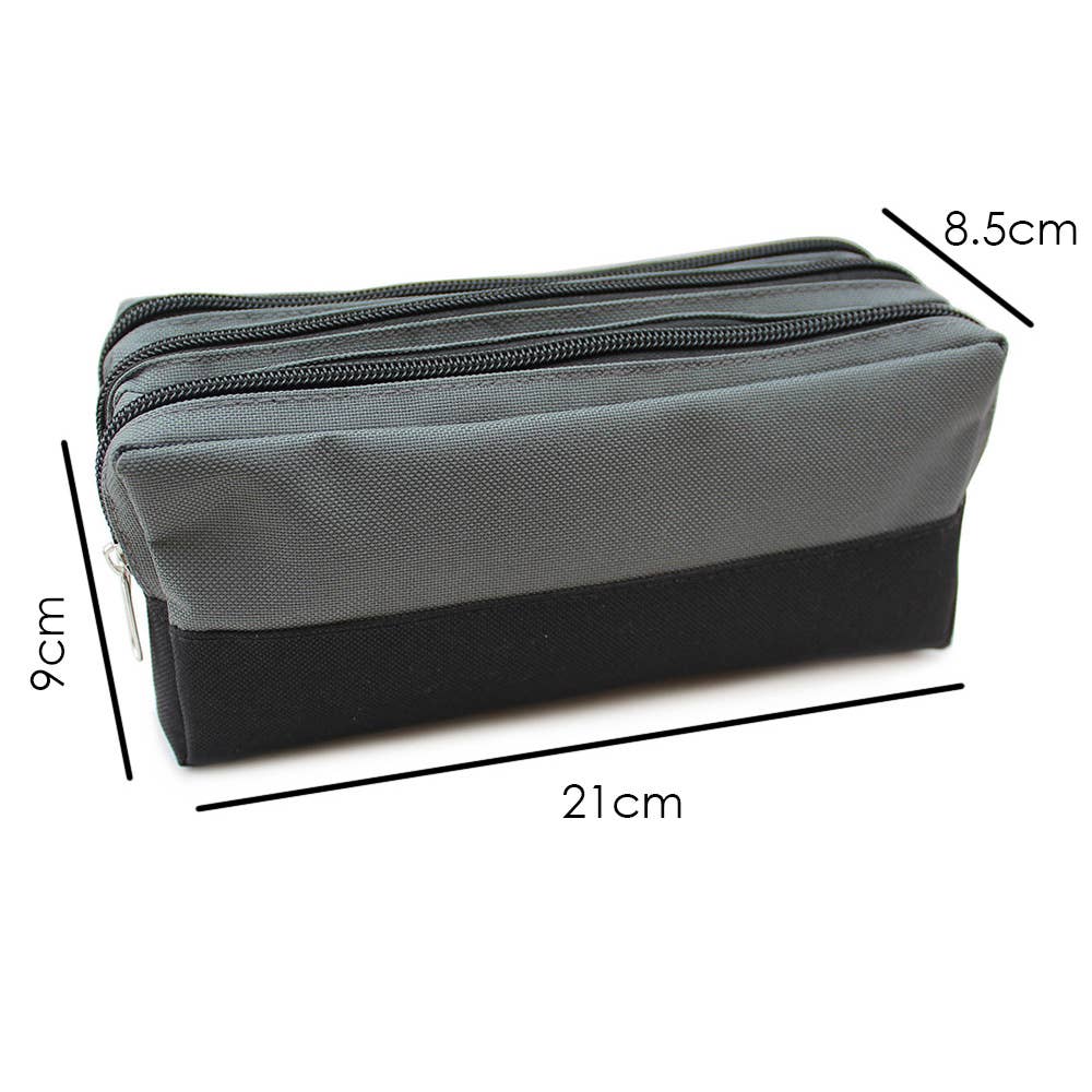 Powell Creative Products Ltd - Wholesale Pencil Case/Pouch - Large Black & Grey Pencil Case with 3 Compartments4