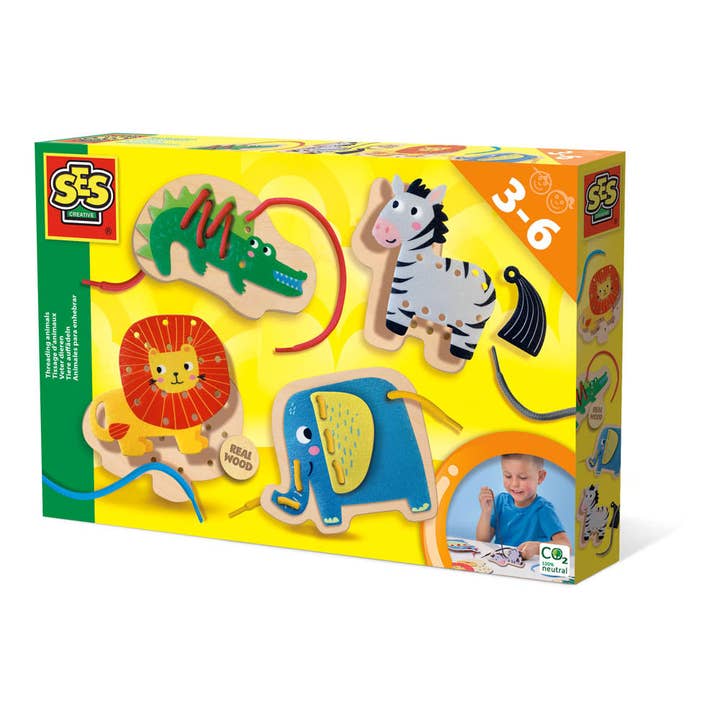 SES CREATIVE Threading Animals Set, 3 to 6 Years (14633) for wholesale by Meroncourt Europe Ltd
