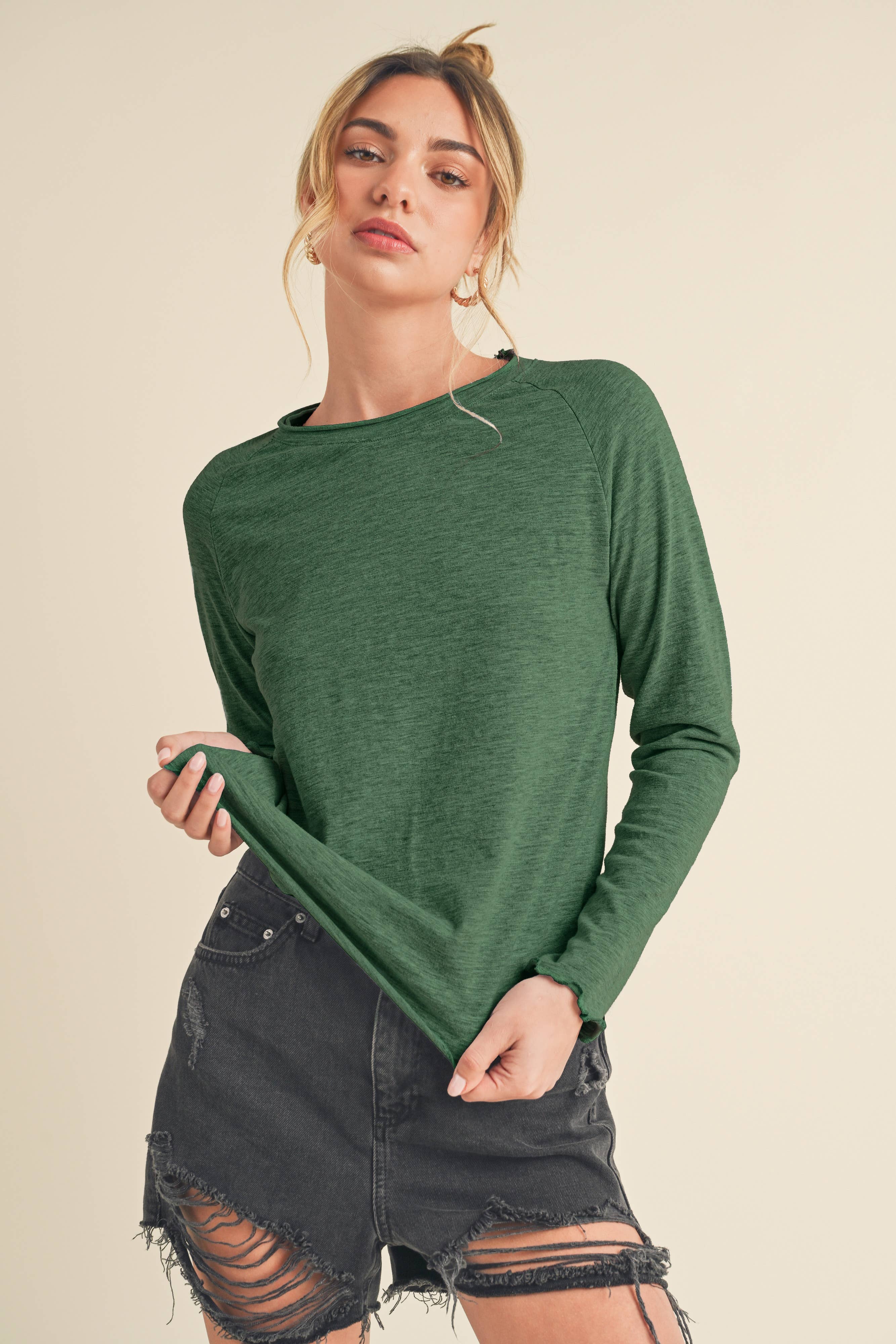 AEMI + CO - Wholesale Knit Top - Women's - 8288DN Gwen Baby Long Sleeve Top 541
