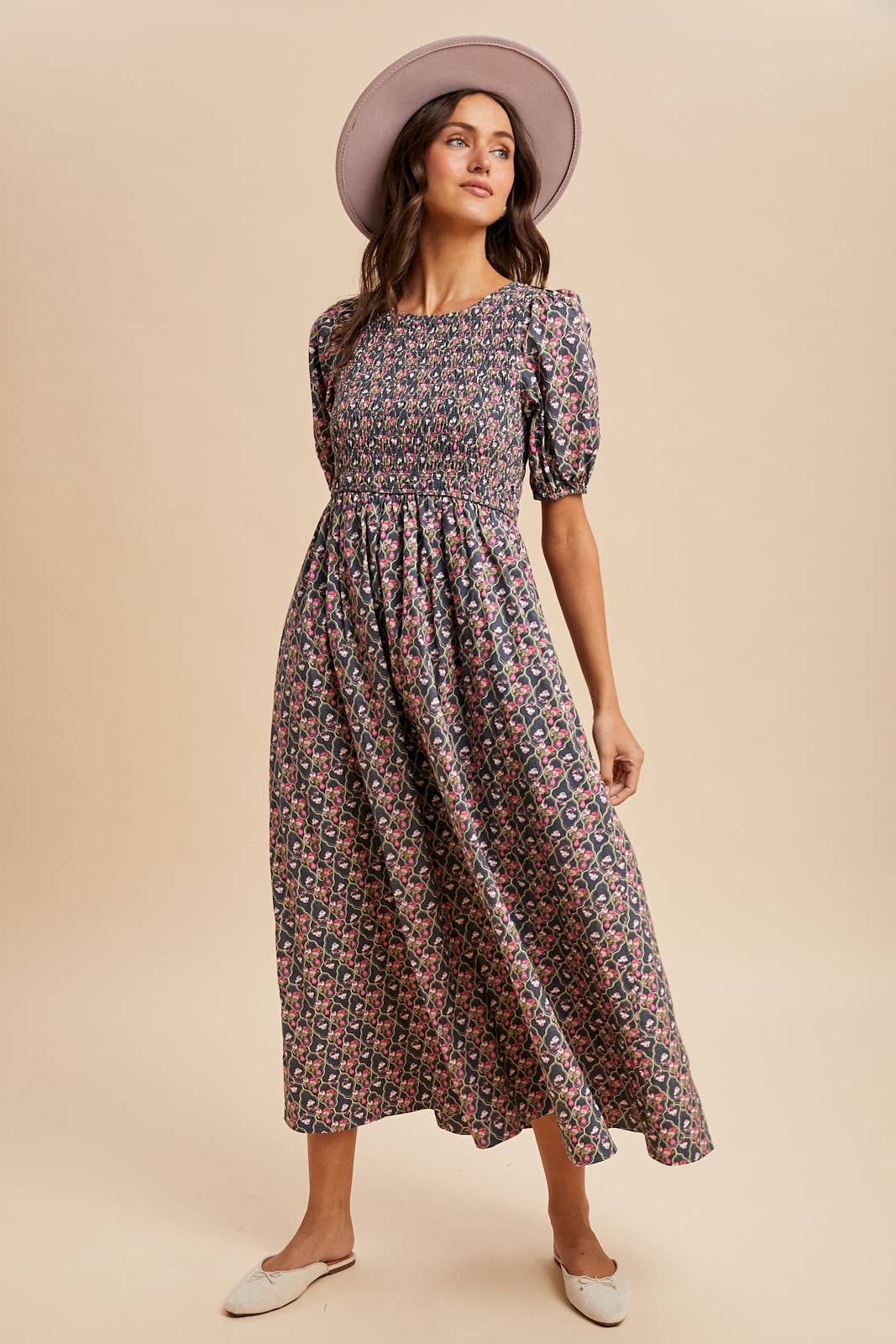 In Loom - Wholesale Dress - Women's - SMOCKED COTTON FLORAL MAXI DRESS5