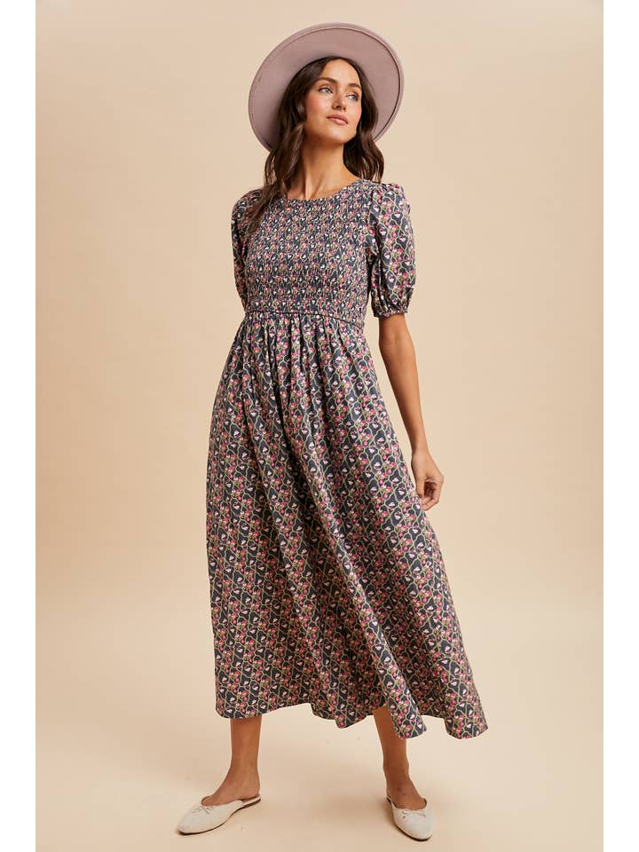 In Loom – wholesale Dress – Women's – SMOCKED COTTON FLORAL MAXI DRESS5