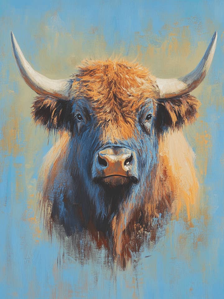 Arizona Longhorn - Stampe d'arte occidentali e sudoccidentali - Opera d'arte 8″x10″ per cornice 11″x14″ per la vendita all'ingrosso da parte di Mowbi