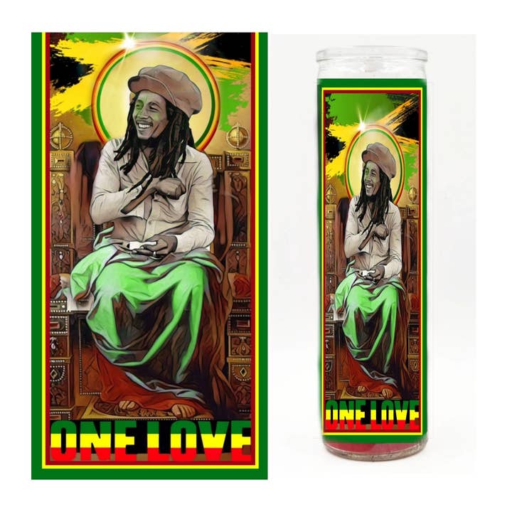 Bob Marley One Love Prayer Candle for wholesale by Kitschup Creations