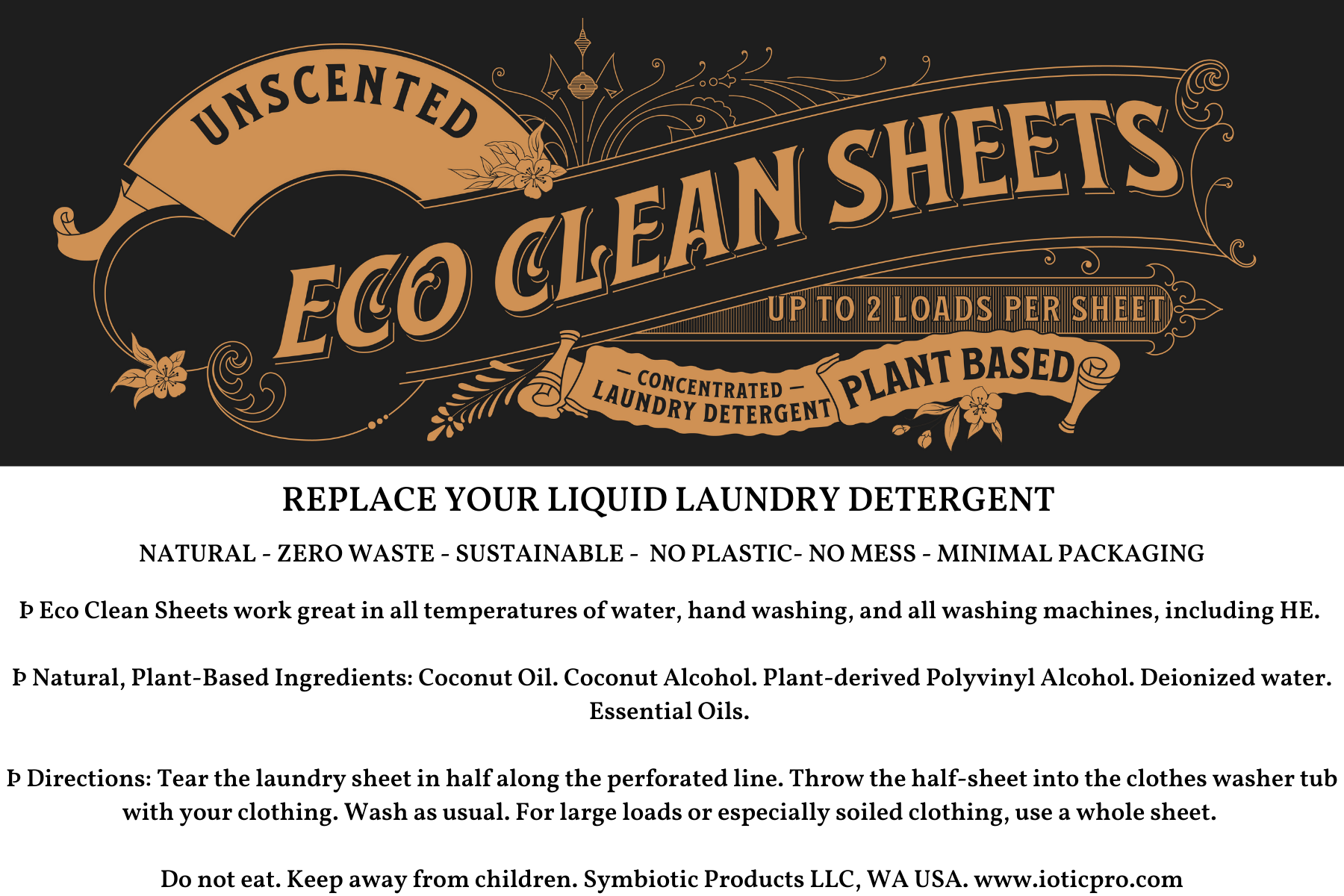 Symbiotic Products LLC - Vendita all'ingrosso Detersivi per bucato in polvere/capsule - Fogli di detersivo per bucato | 400 carichi | Confezionato al dettaglio3