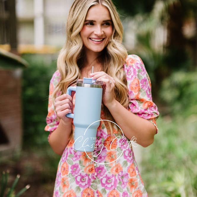 The Classy Cloth WS - Wholesale Insulated mug/tumbler - Quencher Tumbler 40 oz - Light Blue RTS5