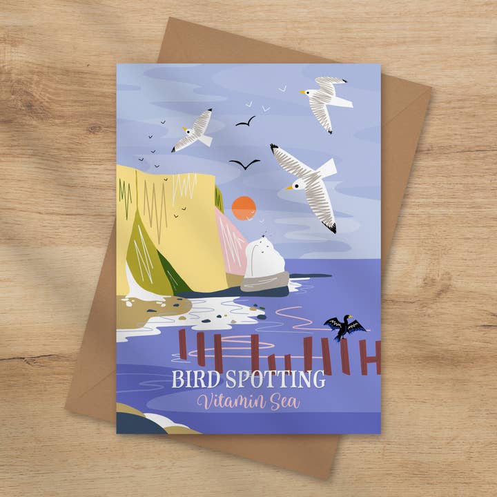 Onneke – wholesale Everyday greeting card – Bird spotting Vitamin sea greeting card - coastal card