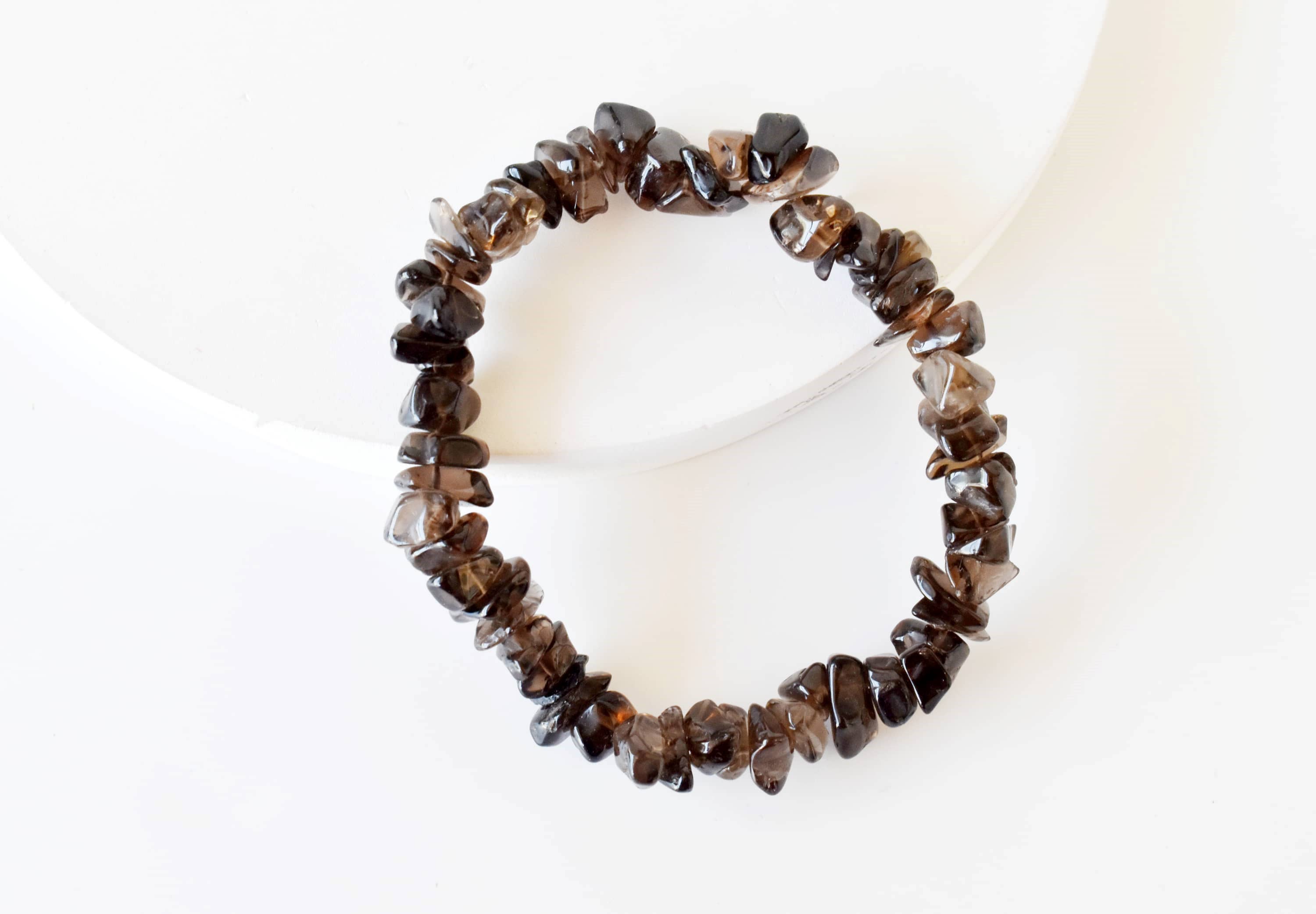 Soothing Crystals - Wholesale Beaded Bracelet - Smokey Quartz Chip Bracelet (Sense of Purpose & Purification2