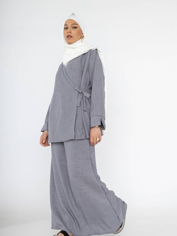 IDEAL OUTFIT - Wholesale Top & Pant Set (NOT Loungewear) - Women's - Crossed top abaya set ref:2385 xlm JU