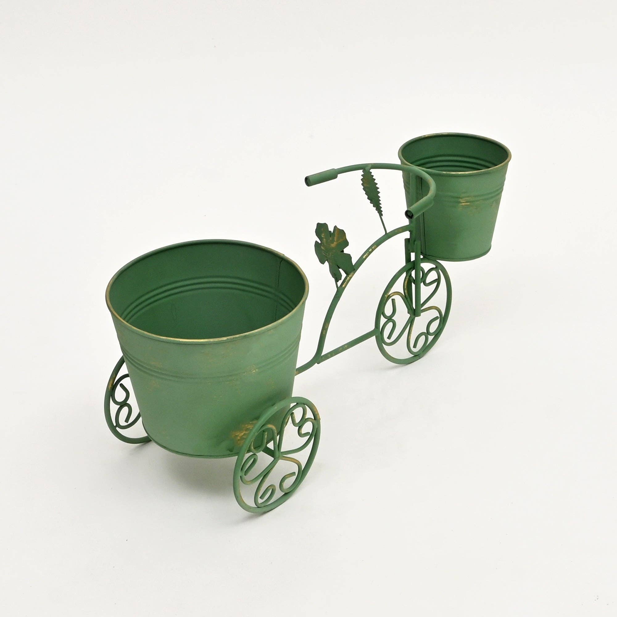 ExpoBazaar - Wholesale Decorative Tabletop Object - Decorative Green Patina Flower Pot Holder-16.5x7x7.5"2