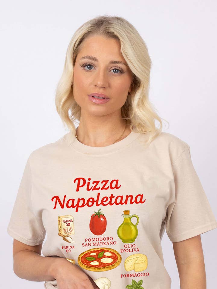 Dam T-shirt med normal passform i Pizza Napoletana-tryck för wholesale av Missi Clothing