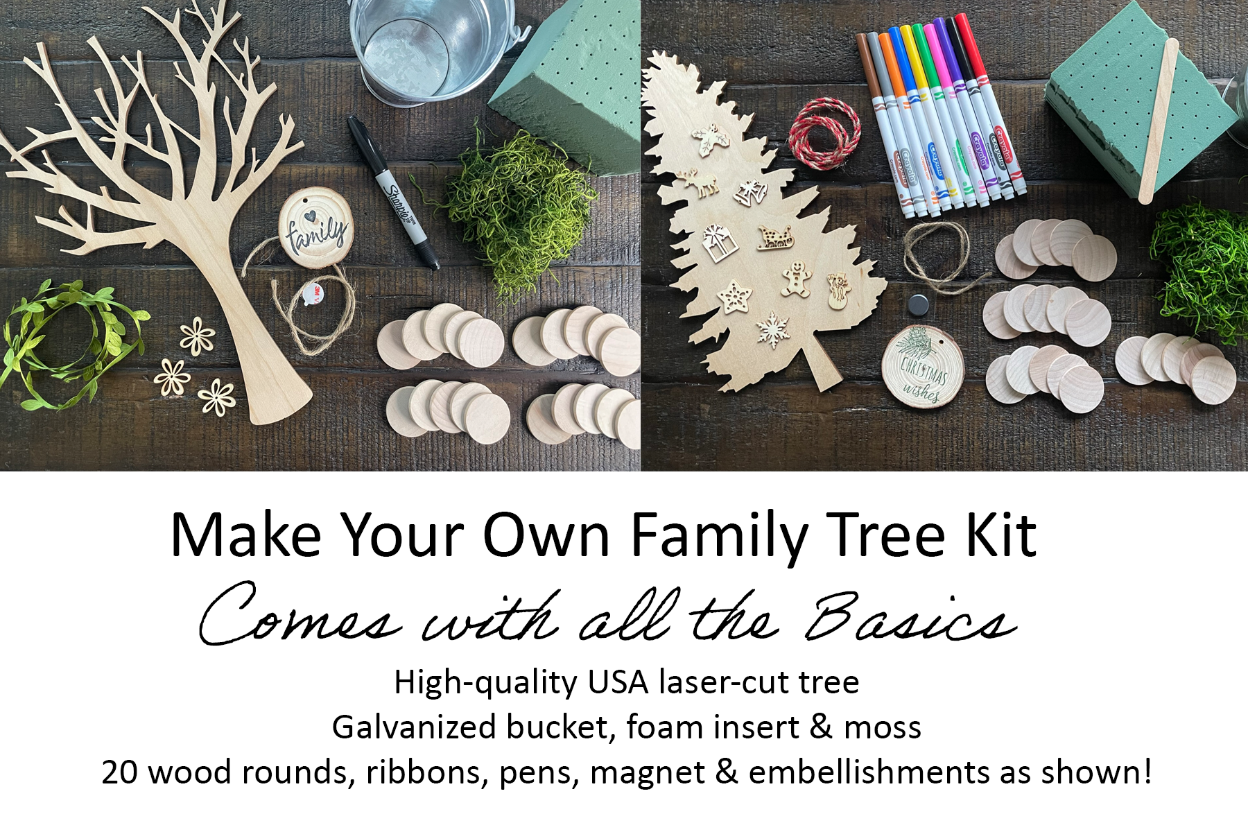 FamilyTree Traditions LLC - Wholesale DIY Craft Kit - Rustic Family Christmas Tree, Craft Kit5