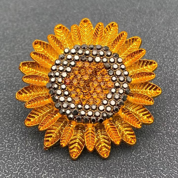 Rhinestone Sunflower Brooch for wholesale by Mio Queena
