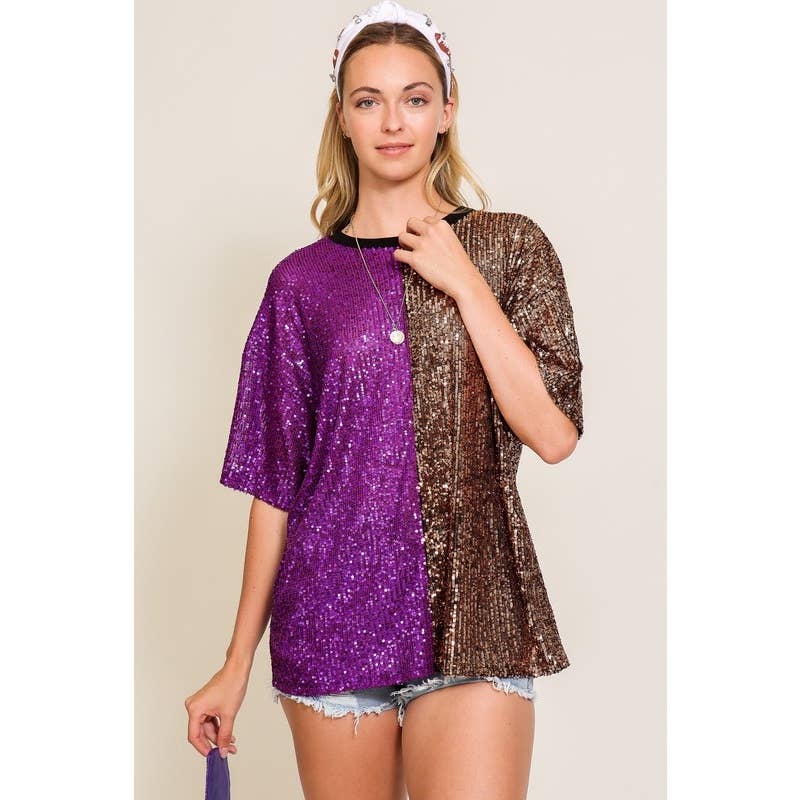 Paperdoll - Wholesale T-Shirt - Women's - Sequin round neck oversized stop5