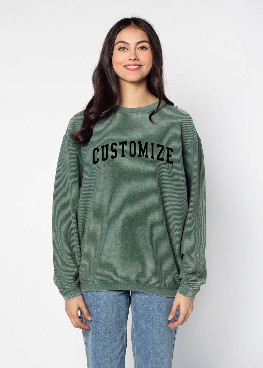 chicka-d – Großhandel Sweatshirt mit Grafikdruck – Damen – Die originale Custom Graphic Corded Crew, Collegiate Arc10