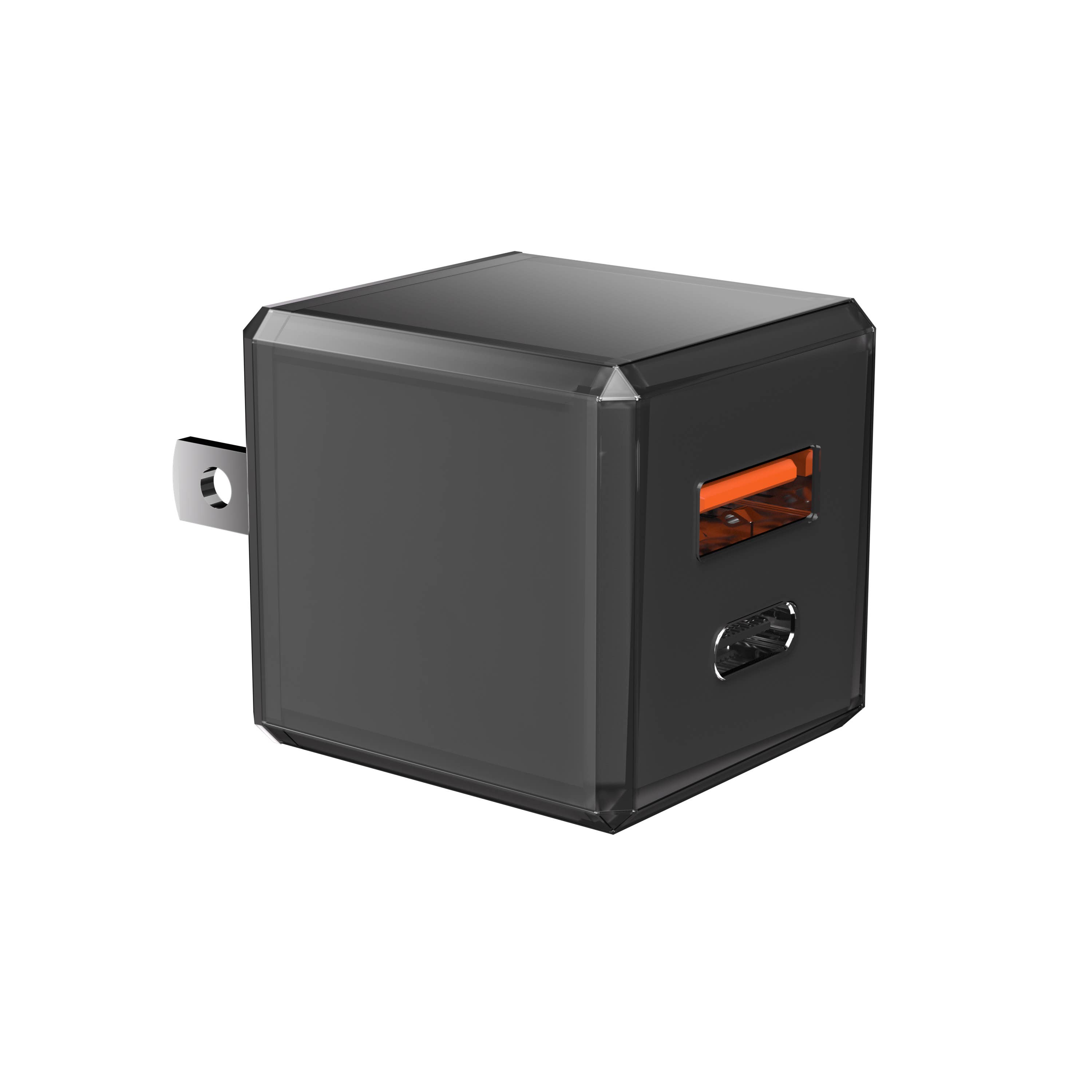 LAX Gadgets - Vente Chargeurs portables - Chargeur mural rapide USB 20 W, design cubique, emballage de vente au détail0