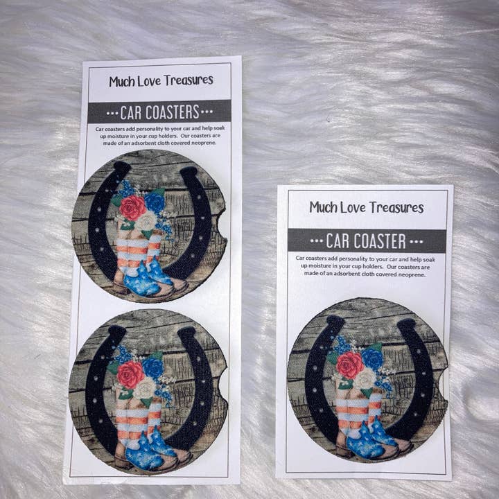 Horseshoe Boots Car Coaster for wholesale by Much Love Treasures