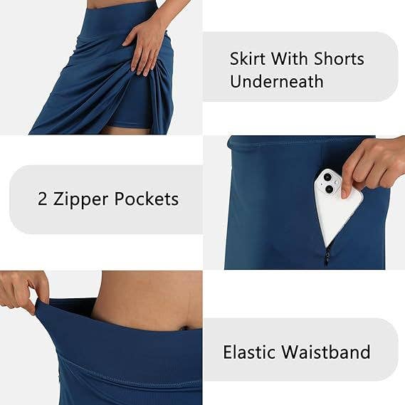 Suhkasana – wholesale Kjol - Dam – Damers högmidjade A-linjekjol med fickor – Ledig sportkjol18