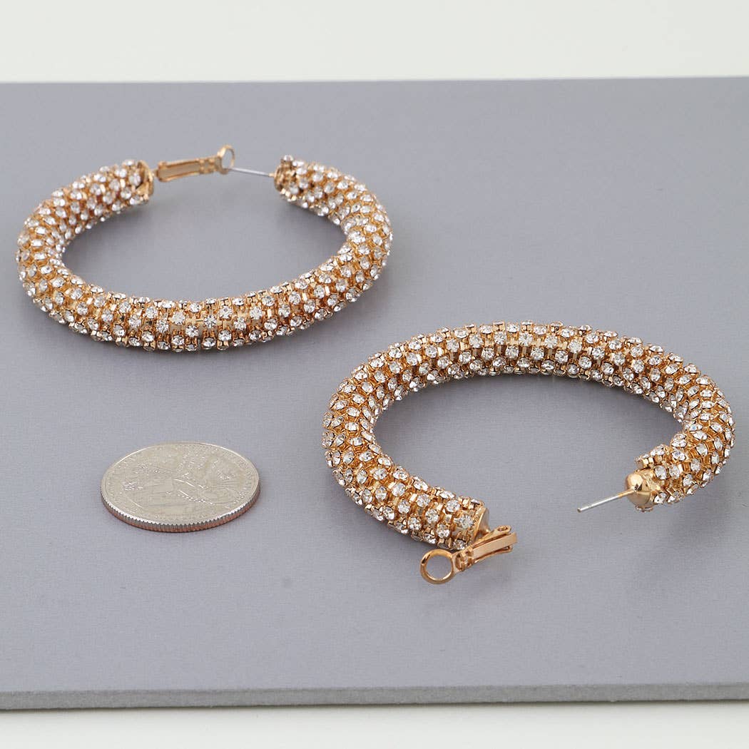 3AM BY H&D ACCESSORIES - Wholesale Hoop Earrings -  Bejeweled Tube Hoop Earrings3