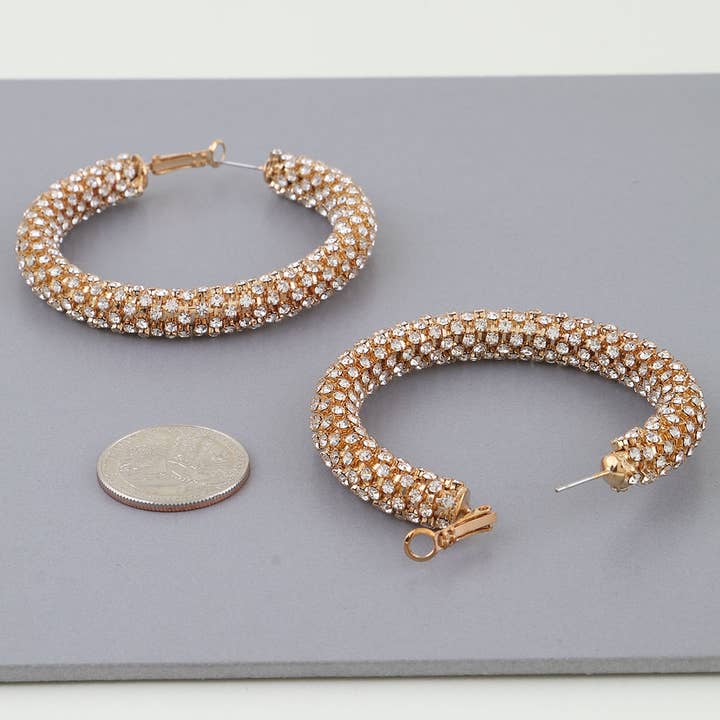 3AM BY H&D ACCESSORIES - Wholesale Hoop Earrings - Bejeweled Tube Hoop Earrings3