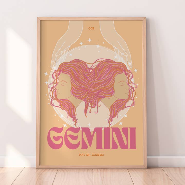 Imprimé Gémeaux Zodiaque pour la vente par Alaina Creates