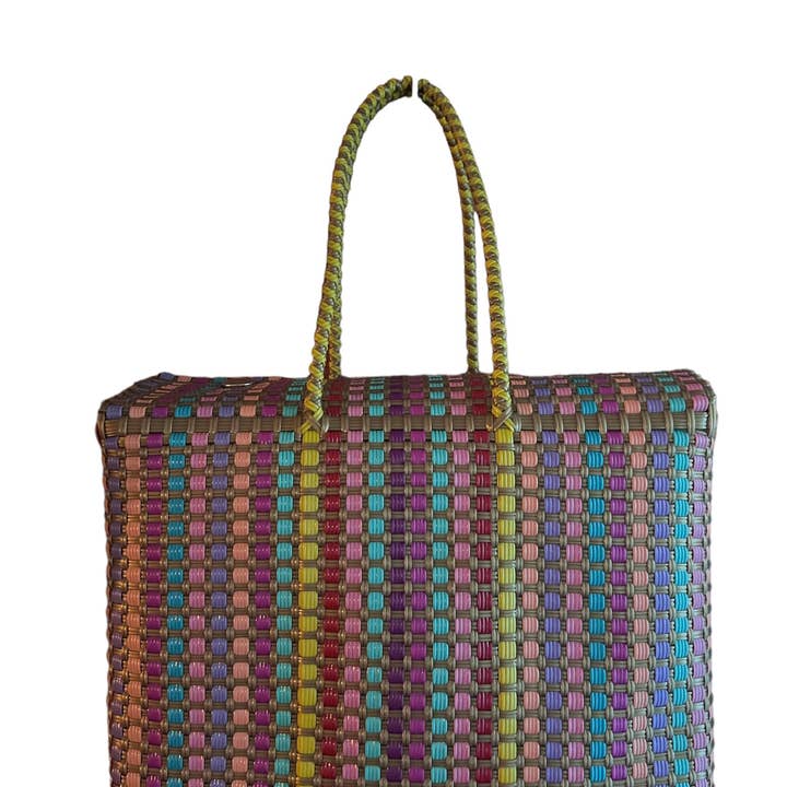 The Faria - Vendita all'ingrosso Borsa da spiaggia - Borse da spiaggia multicolori in plastica riciclata intrecciata a mano3