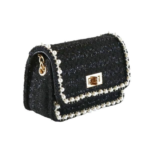 Doe a Dear – wholesale Crossbody-väska – Barn – B1306 Pearl Trim Tweed handväska (2 färger)2