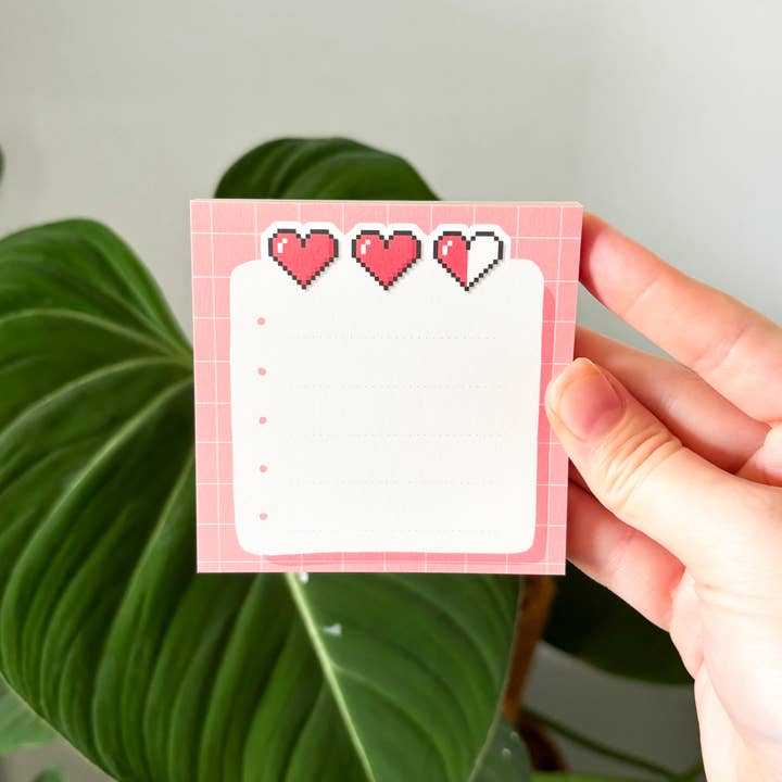 Sarah May Arts - Wholesale Notepad - 8-Bit Heart Memo Pad - 8cm Square 50 page Cute Stationary3