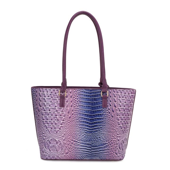 KAYLA+AVA - Wholesale Tote Bag - Women's - CELESTINE CROC EMBOSSED OMBRE 3 IN 1 TOTE SET3