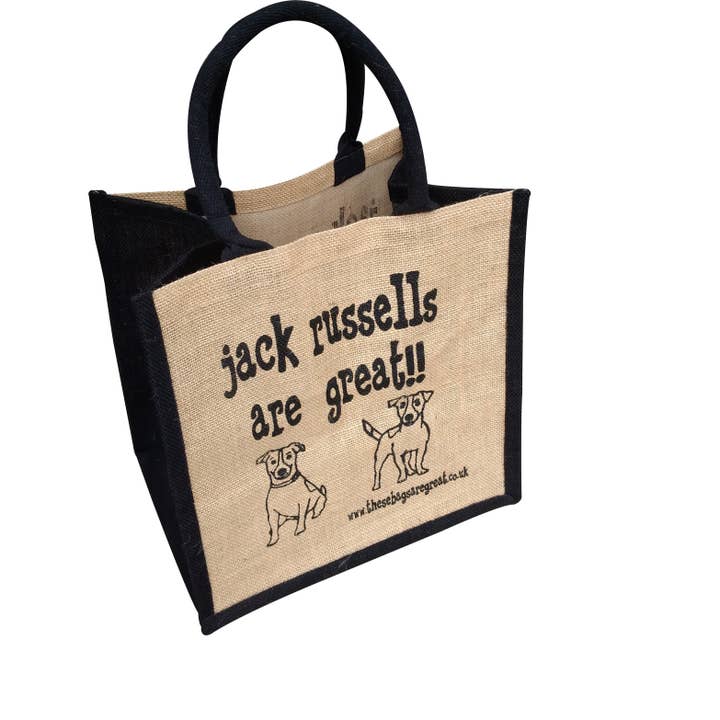 Jack Russells are Great Bag - Jute Shopping Bag Gift Dog for wholesale by These Bags are Great