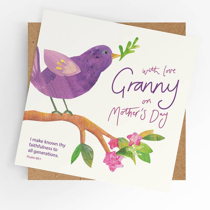 Schrift Oma Muttertagskarte, Vogel auf Zweig für den Großhandel von Under the Willow Tree