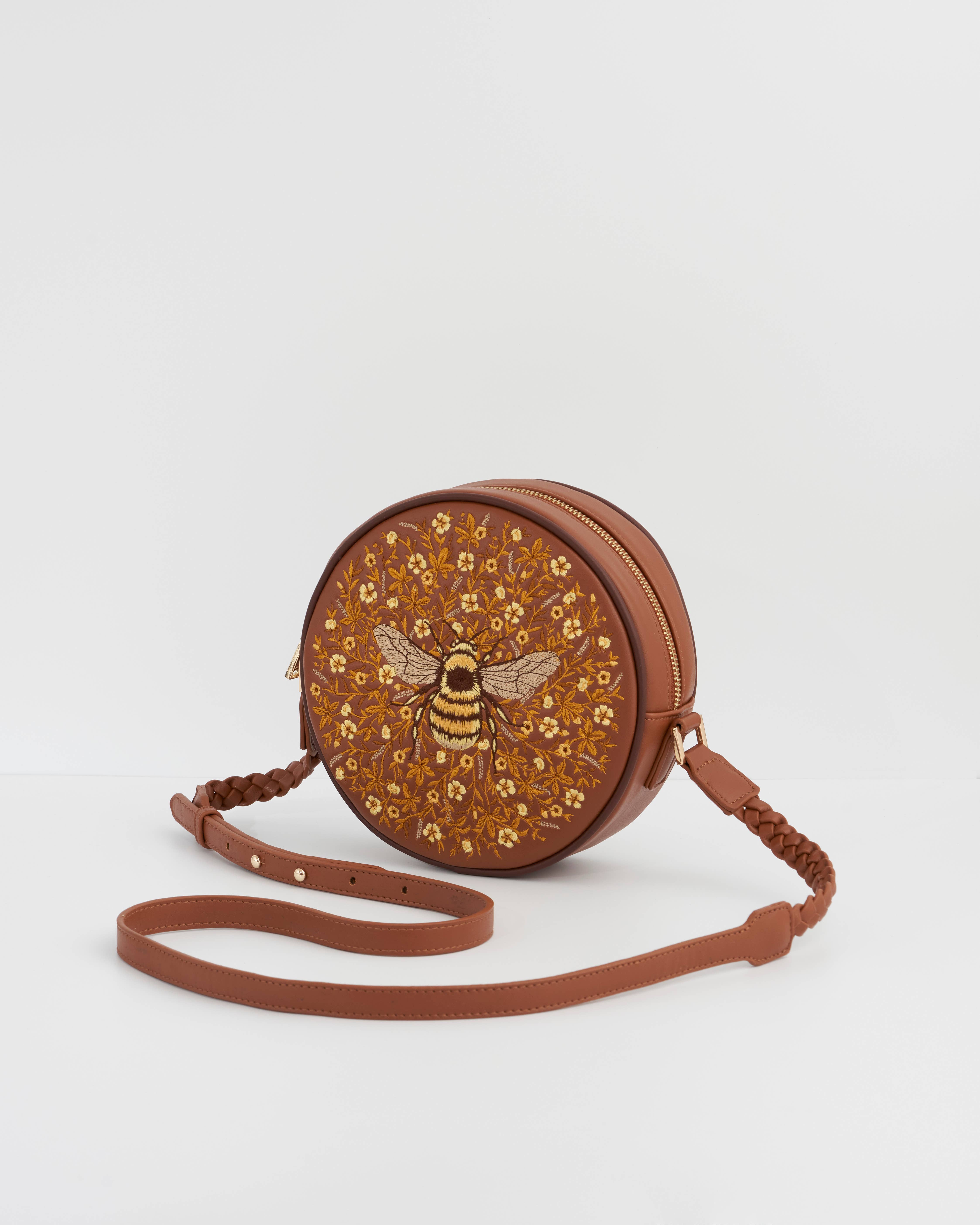 Fable England - Wholesale Crossbody bag – Women's - Bumble Bee Tan Circle Purse1