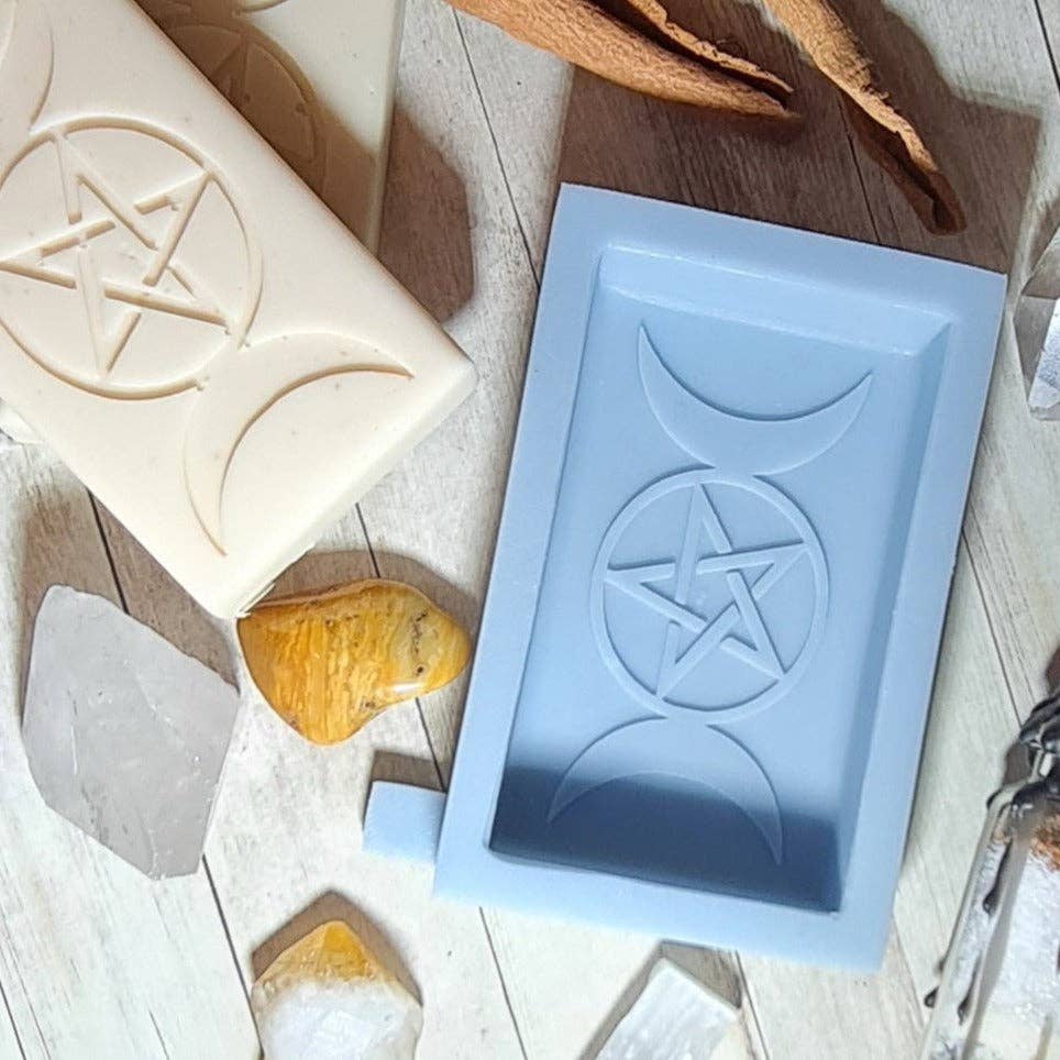 The Mould King – wholesale Craft supplies – Triple Moon Pentagram Pentacle Silicone Soap Mould2