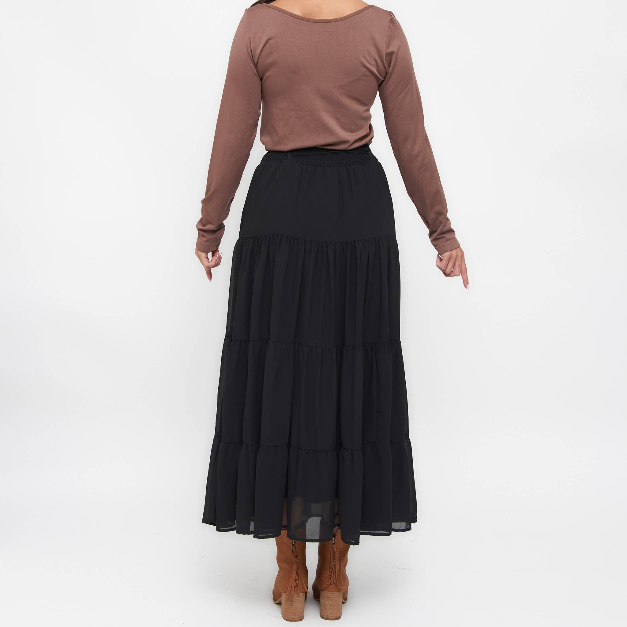 Elsie & Zoey - Vendita all'ingrosso Gonna - Donna - Gonna Maxi a Strati Hazel Georgette22